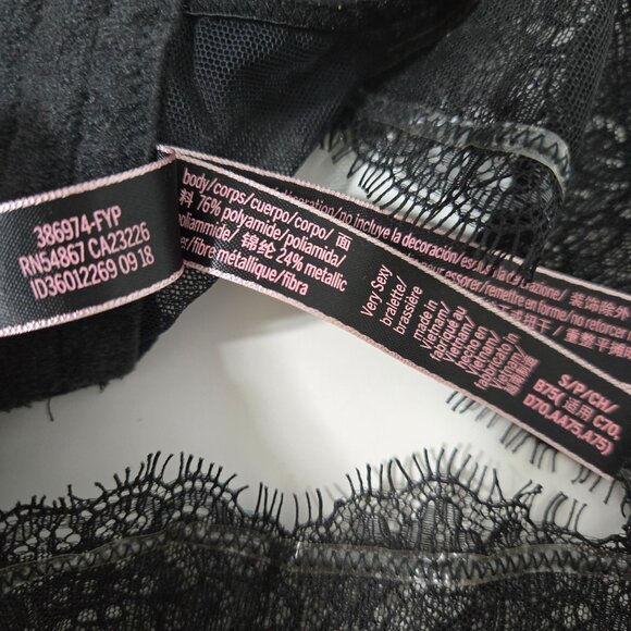 Victoria's Secret Shimmer Halter‎ Lace Bralette in Black - Size Small - Picture 7 of 8